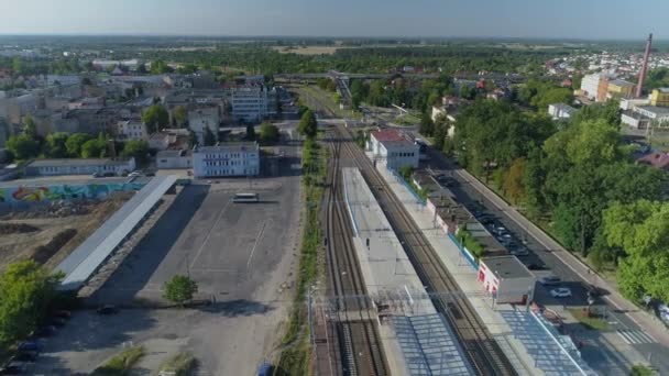 Panorama Stazione Ferroviaria Leszno Vista Aerea Polonia Filmati Alta Qualità — Video Stock