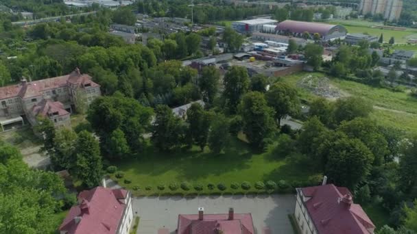 Complexul Școlar Zgierz Aerial View Polonia Înregistrare Înaltă Calitate — Videoclip de stoc
