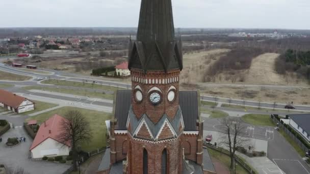 Beautiful Church Market Square Rozwadow Stalowa Wola Aerial View Poland — Stock Video