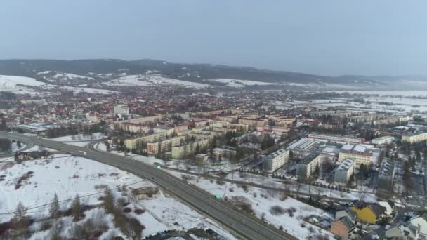 Hermoso Panorama Nowy Targ Vista Aérea Polonia Imágenes Alta Calidad — Vídeo de stock