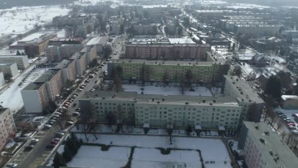 Gyönyörű Panoráma Lakótelep Nowy Targ Aerial View Lengyelország Kiváló Minőségű — Stock videók