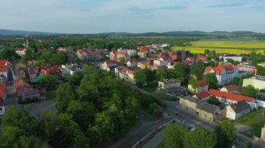 Güzel Panorama Dzierzoniow Hava Manzaralı Polonya. Yüksek kalite 4k görüntü