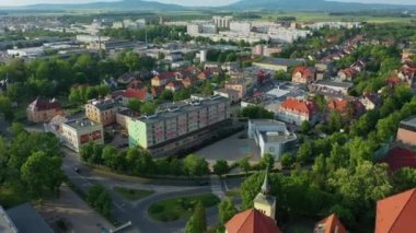 Güzel Panorama Dzierzoniow Hava Manzaralı Polonya. Yüksek kalite 4k görüntü