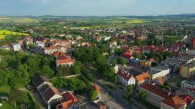 Güzel Panorama Dzierzoniow Hava Manzaralı Polonya. Yüksek kalite 4k görüntü