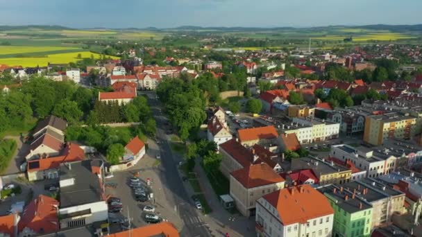Prachtig Panorama Dzierzoniow Luchtfoto Uitzicht Polen Hoge Kwaliteit Beeldmateriaal — Stockvideo