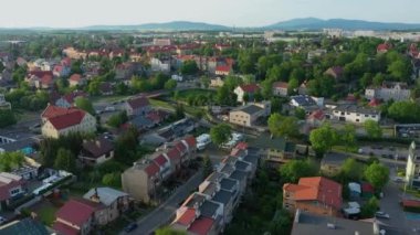 Güzel Panorama Dzierzoniow Hava Manzaralı Polonya. Yüksek kalite 4k görüntü