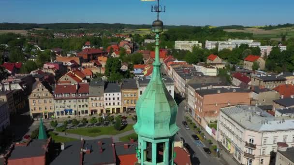Beautiful Old Town Market Ziebice Aerial View Poland Vysoce Kvalitní — Stock video