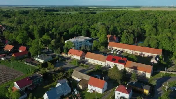 Gyönyörű Táj Házak Gieraltowiec Aerial View Lengyelország Kiváló Minőségű Felvételek — Stock videók
