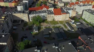 Güzel Konut Binası Strzegom Hava Manzarası Polonya. Yüksek kalite 4k görüntü