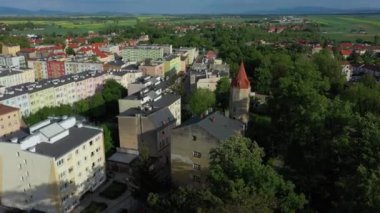 Güzel Kule Strzegom Hava Görüntüsü Polonya. Yüksek kalite 4k görüntü