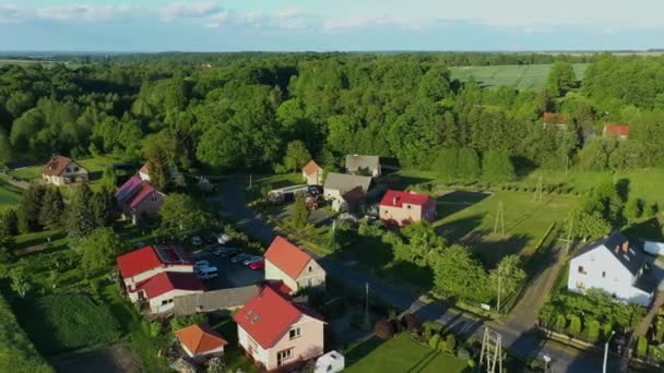 Hermosas Casas Panorámicas Gieraltowiec Vista Aérea Polonia Imágenes Alta Calidad — Vídeos de Stock