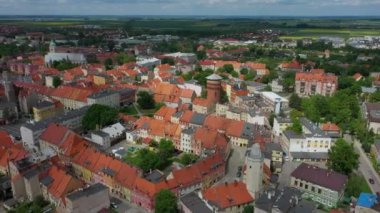 Güzel Eski Şehir Panorama Jawor Hava Manzarası Polonya. Yüksek kalite 4k görüntü