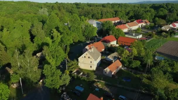 Magnifiques Maisons Paysage Gieraltowiec Vue Aérienne Pologne Images Haute Qualité — Video