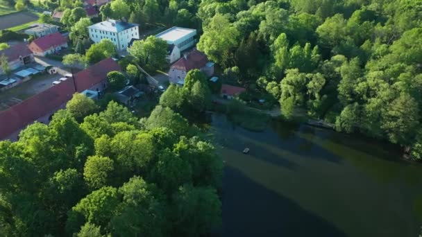 Prachtige Vijver Gieraltowiec Luchtfoto View Polen Hoge Kwaliteit Beeldmateriaal — Stockvideo