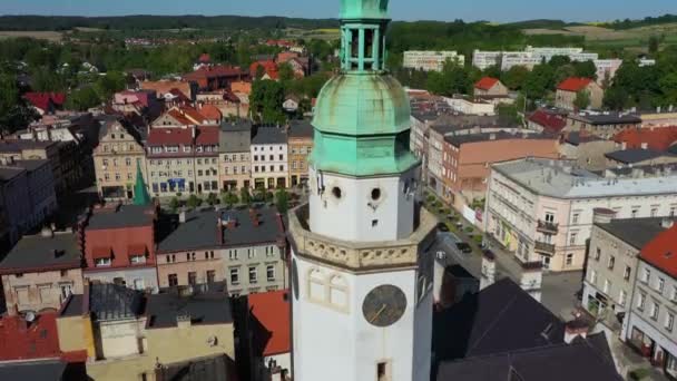 Magnifique Marché Vieille Ville Ziebice Vue Aérienne Pologne Images Haute — Video