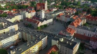 Güzel Eski Şehir Dzierzoniow Hava Manzarası Polonya. Yüksek kalite 4k görüntü