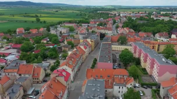 Vackra Panorama Jawor Flygfoto Polen Högkvalitativ Film — Stockvideo