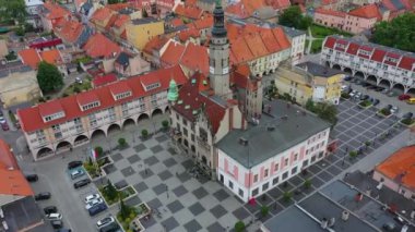 Güzel Eski Şehir Jawor Hava Manzarası Polonya. Yüksek kalite 4k görüntü