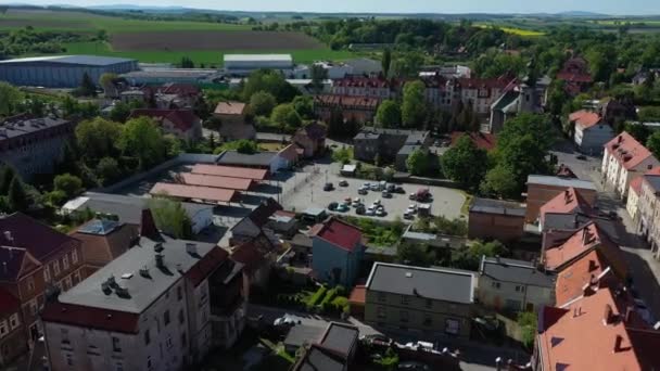 Prachtige Marktplaats Ziebice Aerial View Polen Hoge Kwaliteit Beeldmateriaal — Stockvideo