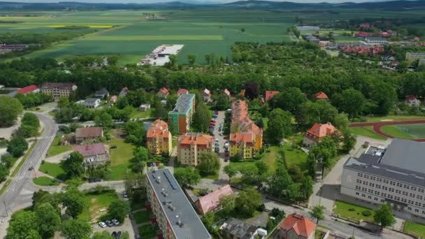 Gyönyörű Panoráma Jawor Aerial View Lengyelország Kiváló Minőségű Felvételek — Stock videók