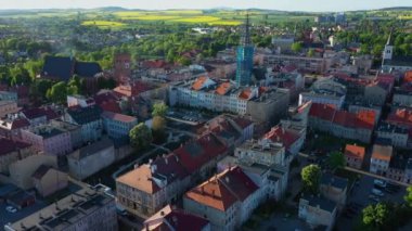 Güzel manzara Eski Şehir Zabkowice Slaskie Hava Manzarası Polonya. Yüksek kalite 4k görüntü