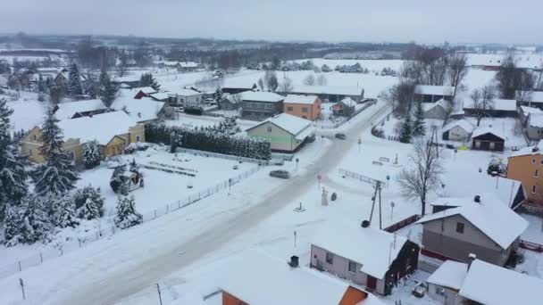 Magnifiques Maisons Paysage Hiver Skorkowice Vue Aérienne Pologne Images Haute — Video