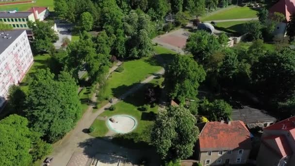 Park Playground Ziebice Aerial View Poland High Quality Footage — Stock Video