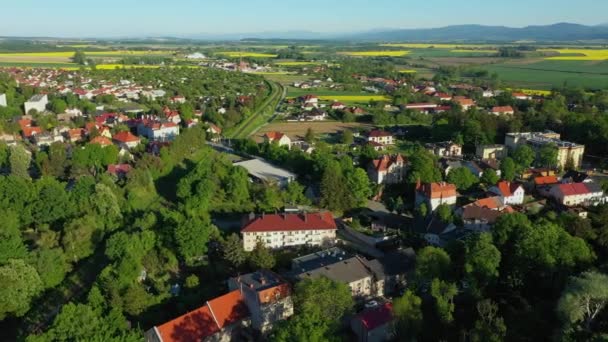 Όμορφο Πανόραμα Zabkowice Slaskie Αεροφωτογραφία Πολωνία Υψηλής Ποιότητας Πλάνα — Αρχείο Βίντεο