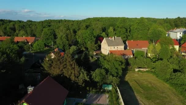 Hermosas Casas Paisaje Gieraltowiec Vista Aérea Polonia Imágenes Alta Calidad — Vídeo de stock