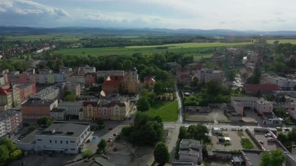 Schöne Panorama Strzegom Luftaufnahme Polen Hochwertiges Filmmaterial — Stockvideo
