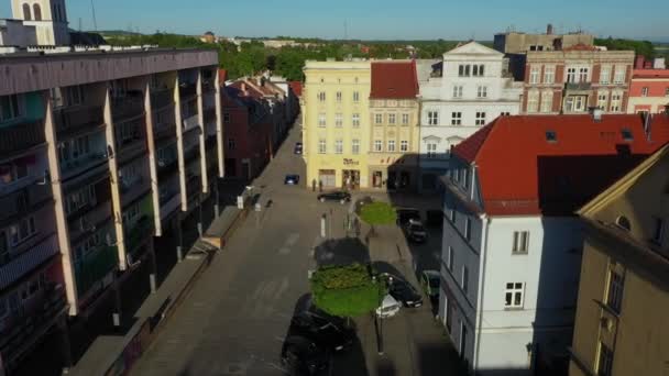 Marknaden Gamla Stan Zabkowice Slaskie Antenn View Poland Högkvalitativ Film — Stockvideo