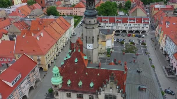 Hermosa Ciudad Vieja Jawor Vista Aérea Polonia Imágenes Alta Calidad — Vídeo de stock