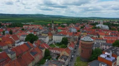 Güzel Eski Şehir Panorama Jawor Hava Manzarası Polonya. Yüksek kalite 4k görüntü