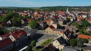 Güzel Panorama Ziebice Hava Görüntüsü Polonya. Yüksek kalite 4k görüntü