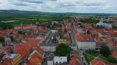 Güzel Eski Şehir Panorama Jawor Hava Manzarası Polonya. Yüksek kalite 4k görüntü
