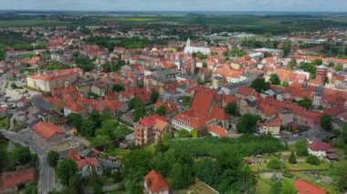 Güzel Eski Şehir Panorama Jawor Hava Manzarası Polonya. Yüksek kalite 4k görüntü