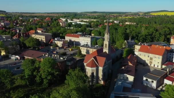 Bella Chiesa Zabkowice Slaskie Vista Aerea Polonia Filmati Alta Qualità — Video Stock