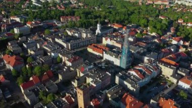 Güzel Eski Şehir Zabkowice Slaskie Hava Manzarası Polonya. Yüksek kalite 4k görüntü