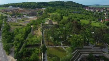 Güzel Panorama Tepesi Strzegom Hava Görüntüsü Polonya. Yüksek kalite 4k görüntü