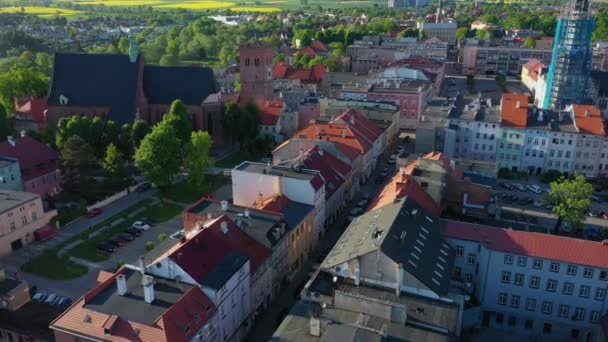 Güzel Manzara Eski Şehir Zabkowice Slaskie Hava Manzarası Polonya Yüksek — Stok video