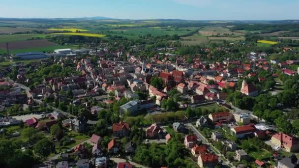 Smukke Panorama Ziebice Aerial View Polen Høj Kvalitet Optagelser – Stock-video