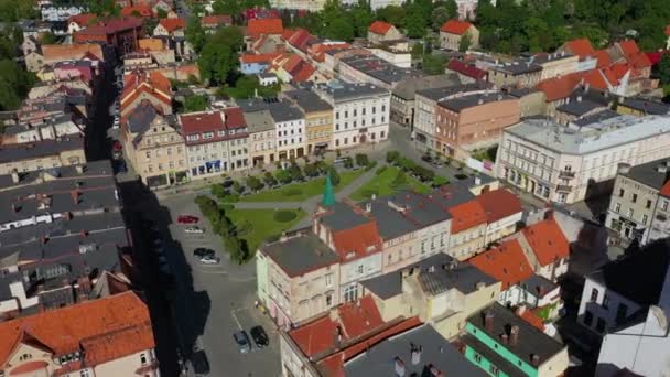 Красивий Старий Міський Ринок Ziebice Air View Poland Високоякісні Кадри — стокове відео