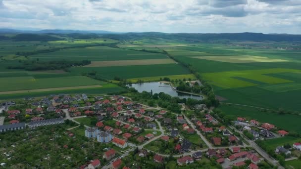 Panorama Pond Jawor Aerial View Πολωνία Υψηλής Ποιότητας Πλάνα — Αρχείο Βίντεο