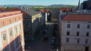 Market Eski Şehir Zabkowice Slaskie Hava Görüntüsü Polonya. Yüksek kalite 4k görüntü