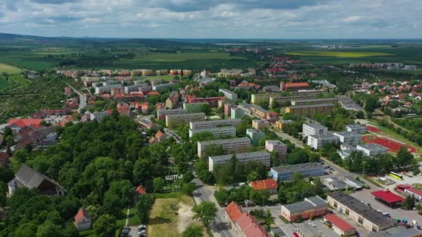 Gyönyörű Táj Jawor Aerial View Lengyelország Kiváló Minőségű Felvételek — Stock videók