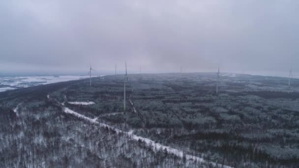 Panorama Wind Farm Hill Gora Kamiensk Aerial View Poland High — Stock Video