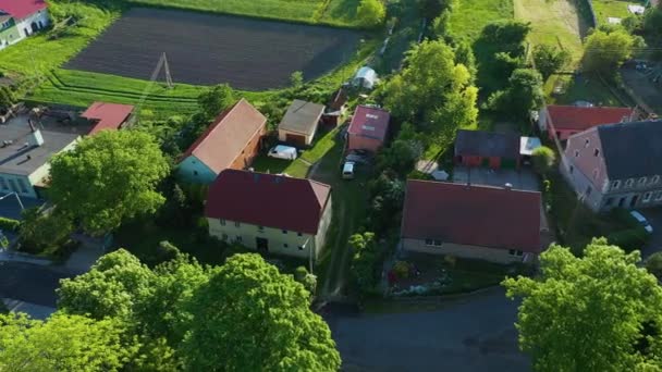 Όμορφη Landscape Houses Gieraltowiec Aerial View Πολωνία Υψηλής Ποιότητας Πλάνα — Αρχείο Βίντεο