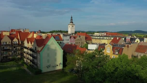 Piękne Stare Miasto Dzierzoniów Widok Powietrza Polska Wysokiej Jakości Materiał — Wideo stockowe