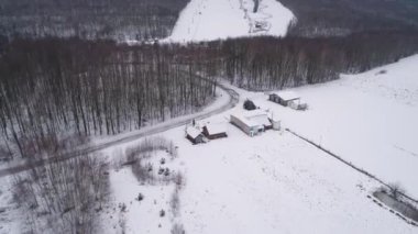 Güzel Orman Dağı Tepesi Gora Kamiensk Hava Manzarası Polonya. Yüksek kalite 4k görüntü