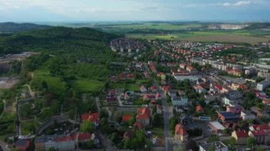 Güzel Panorama Tepesi Strzegom Hava Görüntüsü Polonya. Yüksek kalite 4k görüntü